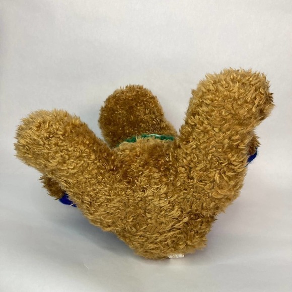 𝅺hugfun 12" Curly Hair Moose Plush Wearing Blue Snowman Sweater Winter Holiday - Picture 11 of 12